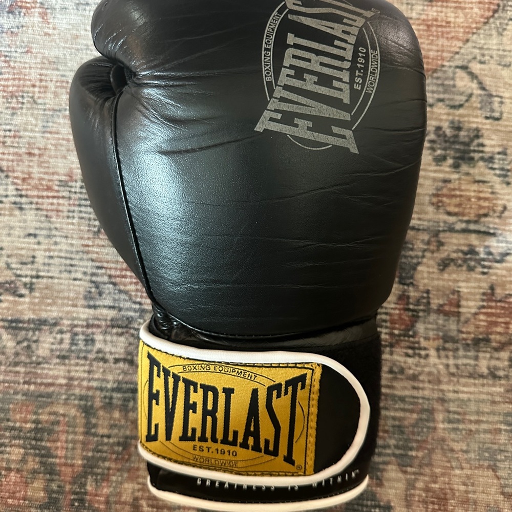 Everlast 1910 Leather Boxing Gloves - Black and Gold